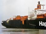 ID 747 TOKIO EXPRESS (1973/57802grt/IMO 7232822, ex-SCANDUTCH EDO) arriving in Southampton, UK with damaged containers. She was hit by a rogue wave during a storm off the Cornish coast, losing about 60 boxes...